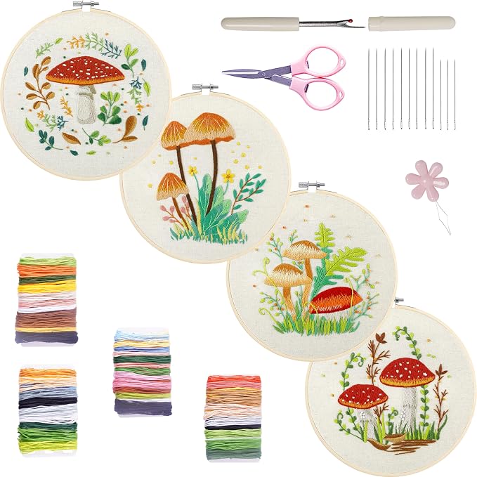 Bonroy 4 Sets Embroidery Kit for Beginners by Bonroy