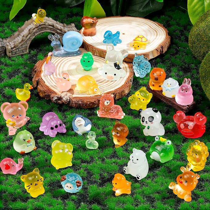 80 Pcs Luminous Mini Resin Animals 80 Styles Tiny Little Glow in The Dark - Image 2