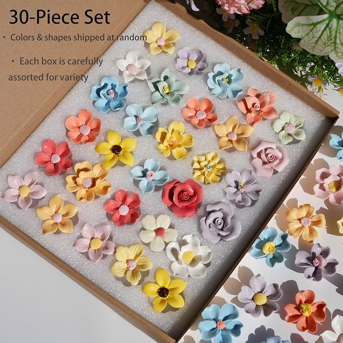 Lanyani 10 Pieces Handcrafted Ceramic Flowers - Image 7