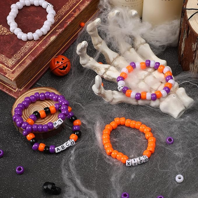 UPINS 1200Pcs Halloween Pony Beads Orange Purple Black White Pony Beads DIY - Image 6