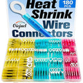 180Pcs Heat Shrink Wire Connectors Kit - Waterproof Marine Automotive Battery Electrical Crimp Terminals Set, Ring Fork Spade Butt Splices