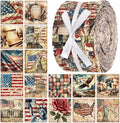 Hosuly 40 Pcs Vintage Patriotic Quilting Fabric Roll Red White Blue Americana by Hosuly