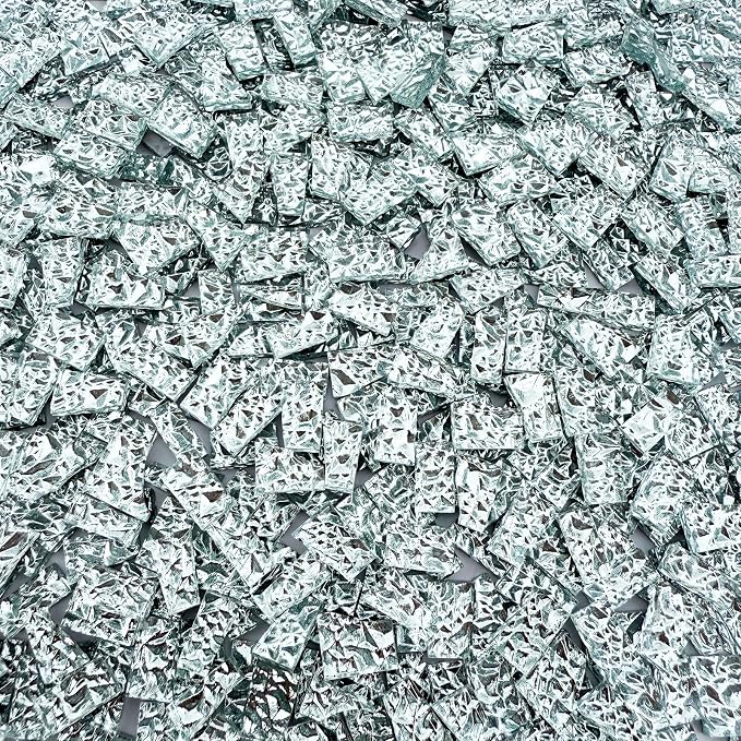 LITMIND 1.1LB Silver Textured Irregular Glass Mosaic Tiles - Image 3