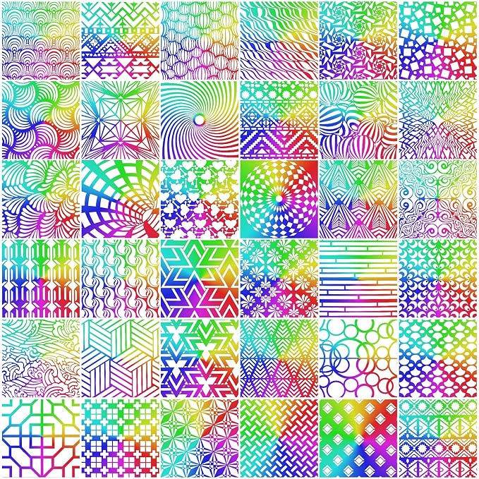 Tinlade 36 Pack Geometric Painting Stencils Set, Reusable Mandala Templates - Image 7