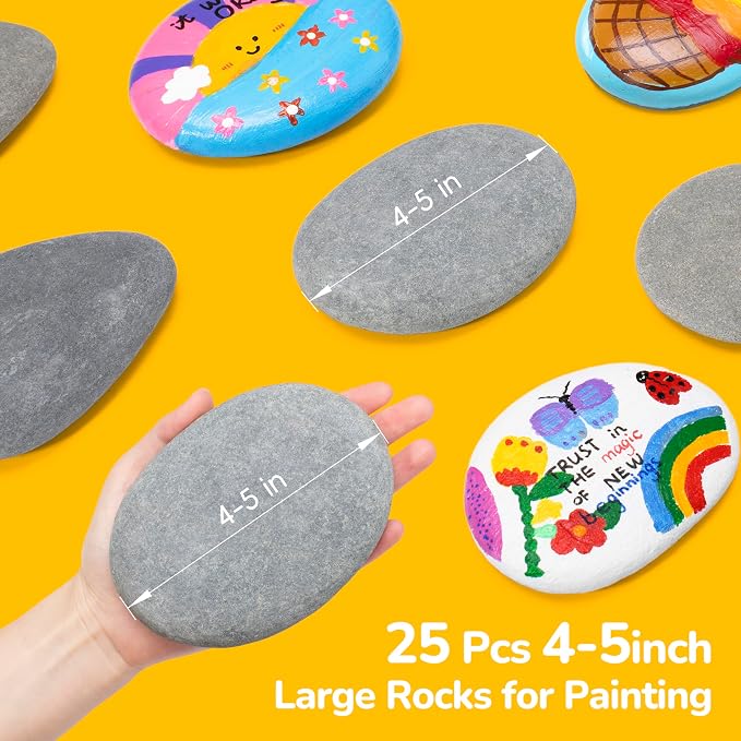 Simetufy 15 Pcs Large Rocks for Painting, 4-5 Inch River Rocks Painting Stones - Image 3