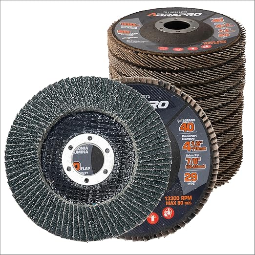 Jumbo Zirconia Flap Discs 4 1/2 for Angle Grinder, 40 Grit 4.5" x 7/8" High Density Type 29 Arbor Grinding Wheels for Wood Finishing, Rust Removal, Metal Sanding - 10 Pack