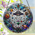 Stained Glass Window Hanging, LAOWEIKI 8'' UFO&Alien Suncatcher, Stained Glass by Unknown