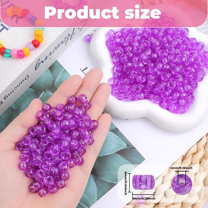 Plastic Pony Beads, for Bracelet, Hair Braiding, Friendship Bracelets, Jewelry - Image 2