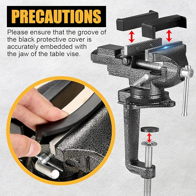 Dual-Purpose Combined Bench Vise, 3.3 Inch Table Vise, Universal Rotate 360° Work Clamp-On Vise,Table Vice With Quick Adjustment for Woodworking, Drilling, Sawing, Metal Working and DIY