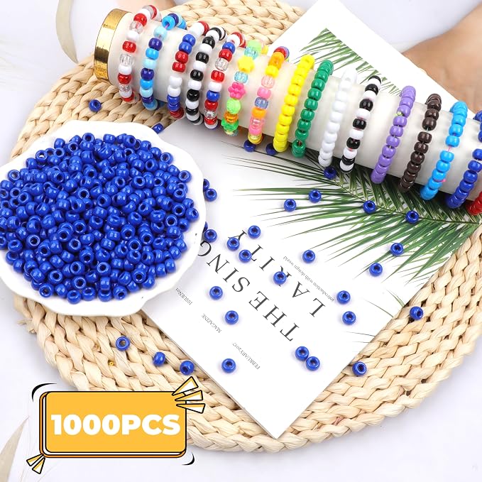 Royal Blue Pony Beads for Bracelet 1000 Pcs Plastic Beads for Friendship - Image 3