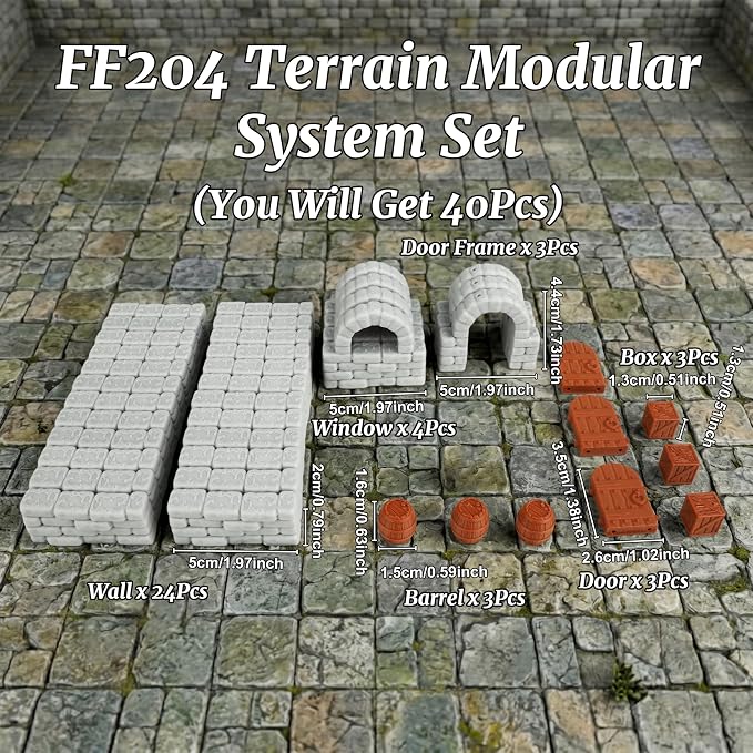 Dungeon Walls 40pcs 28mm Miniature RPG Modular System DND Terrain Building - Image 2