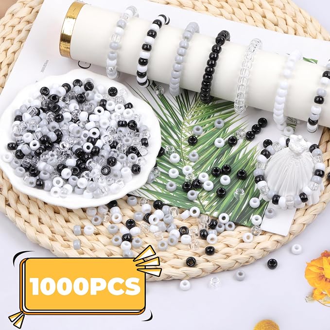 Black White Pony Beads 1000 Pcs Beads - Image 3