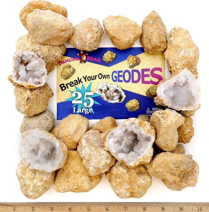 DANCING BEAR 25 Break Your Own Geodes, 90% Hollow, Crack Open & Discover by DancingBear