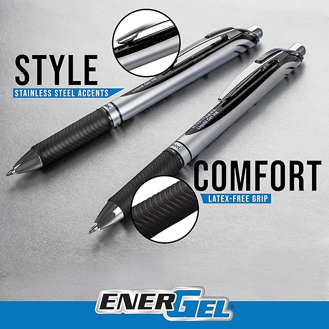 Pentel EnerGel RTX Retractable Liquid Gel Ink Pen, Medium line, Forest Green Ink - Image 3