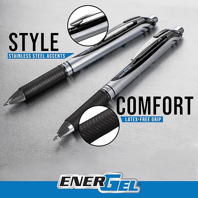Pentel EnerGel RTX Retractable Liquid Gel Pen, Medium Line, Metal Tip, Violet - Image 4