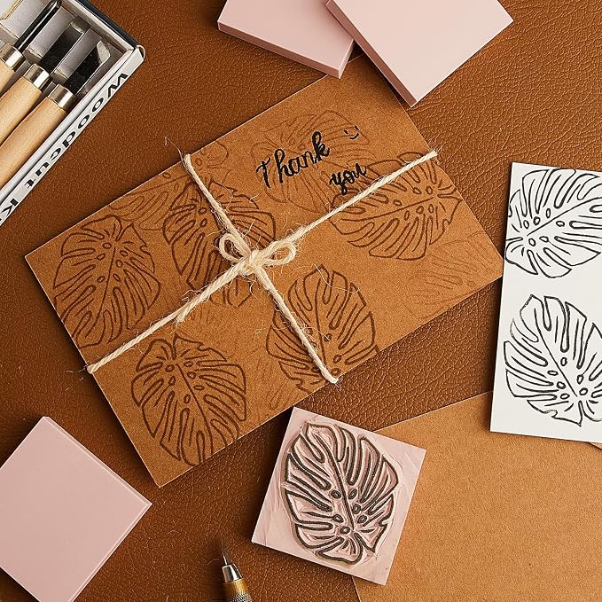 Frienda 24 Pcs 2" X 2" Rubber Carving Blocks Linoleum Blocks - Image 6