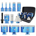 Diamond Core Drill Bit Set - 6/6/8/20/25/35/50/75/100mm Tile Hole Saw Kit for Porcelain Tile Ceramic Marble Granite 4/5”&2“Finger Chamfer Bit