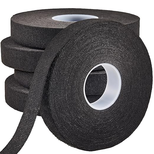 Wire Harness Cloth Electrical Tape, 3/4 Inch x 90 FT (5 Rolls), Automotive Wire Loom Heat Wrap Tape - Fabric Felt Cloth Wiring Harness Tapes, Heat Resistant for Car Engine, Wires, Electrical Wiring