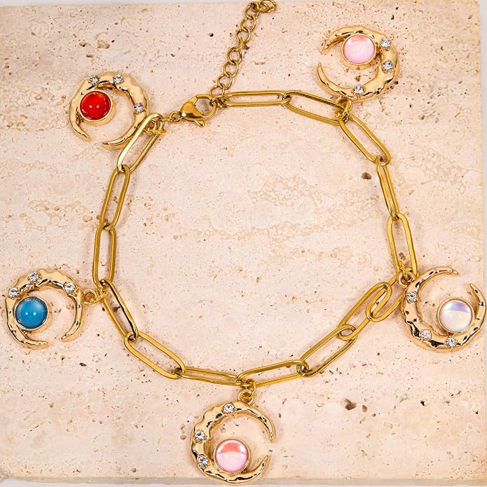 Gold-Tone Moon Charms with Rhinestones - Image 7