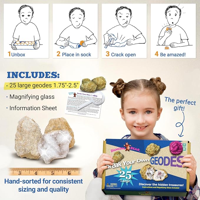 DANCING BEAR 25 Break Your Own Geodes, 90% Hollow, Crack Open & Discover - Image 2
