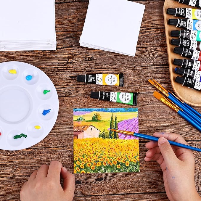 ESRICH 6x6 Canvas for Painting, 24 Pack Canvas Boards Cotton Painting Canvas - Image 6