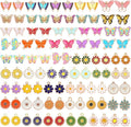 SANNIX 110Pcs/55 Pairs Mixed Flower Butterfly Charms by SANNIX