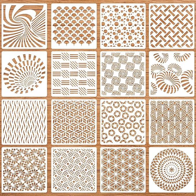 Geometric Stencils for Painting, Spiral Vortex & Sunburst Patterns, Drawing by Felixcraft-DIYDreamscape