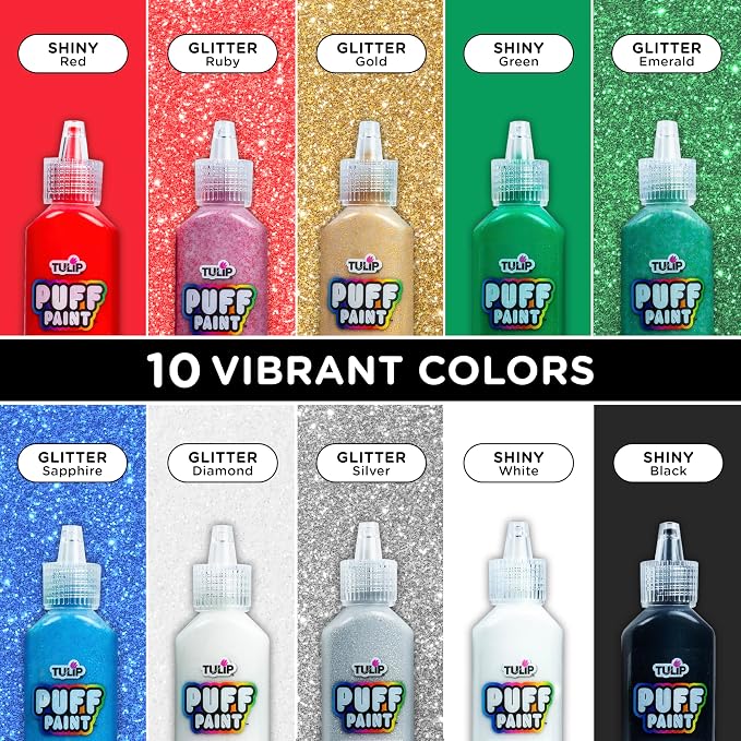 Tulip Glitter Puff Paint Pack, Permanent Multi-Surface Craft Paint - Image 2