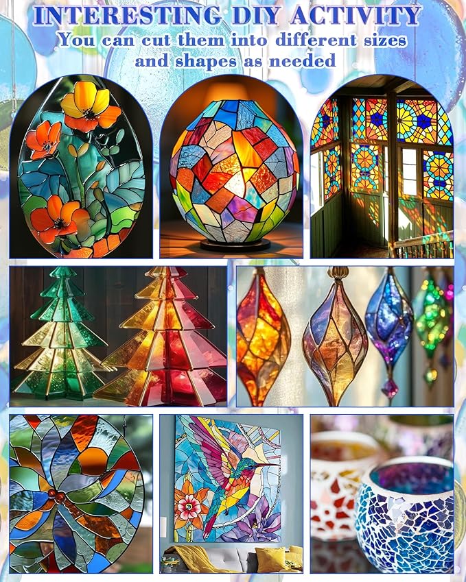 FIVEIZERO 24 Sheets Iridescent Stained Glass Sheets, 4x6 Inch Stained Glass - Image 6