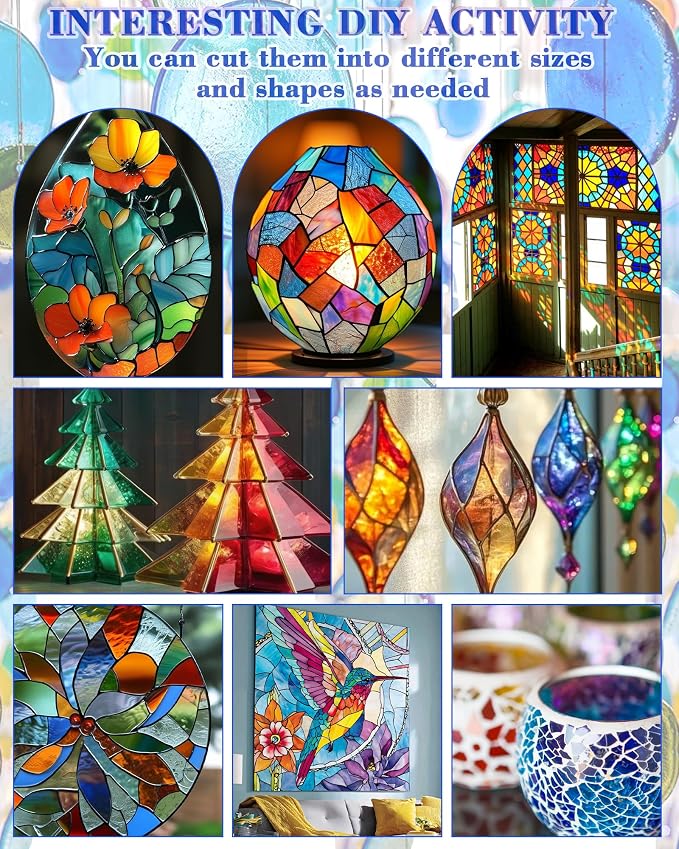 FIVEIZERO 24 Sheets Textured Stained Glass 4x6 Inch – Patterned Cathedral Glass - Image 6