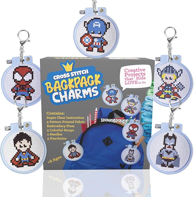 5 Stamped Superhero Cross Stitch Beginner Projects - Image 6