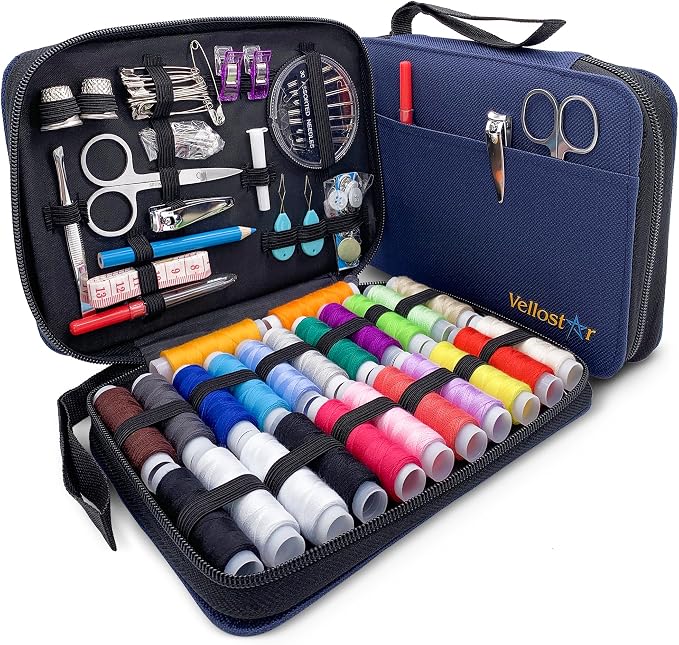 Easy to Use Navy Blue Sewing Kit by VELLOSTAR