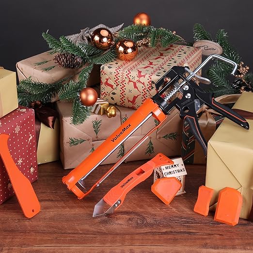 ValueMax Caulk Gun and Caulk Scraper Kit, 10 OZ Silicone Caulking Gun and Remover Tool, 3 in 1 Sealant Finishing Grout Scraper for Bathroom Kitchen Sink Joint, All in One Caulking Tools