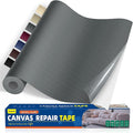 Self-Adhesive Canvas Repair Tape, 16" x 40" Waterproof Canvas Repair Patch, Fabric Patch Repairs Kit for Furniture, Tents, Sunbrellas, Boat Covers Awnings, Couches, Clothes, Bags Dark Gray