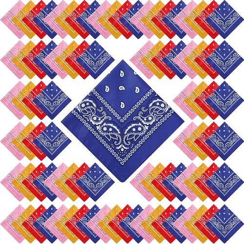 100 Pack Bandanas Unisex Paisley Bandanas Bulk Multi Purpose Cowboy Head Wrap by Handepo