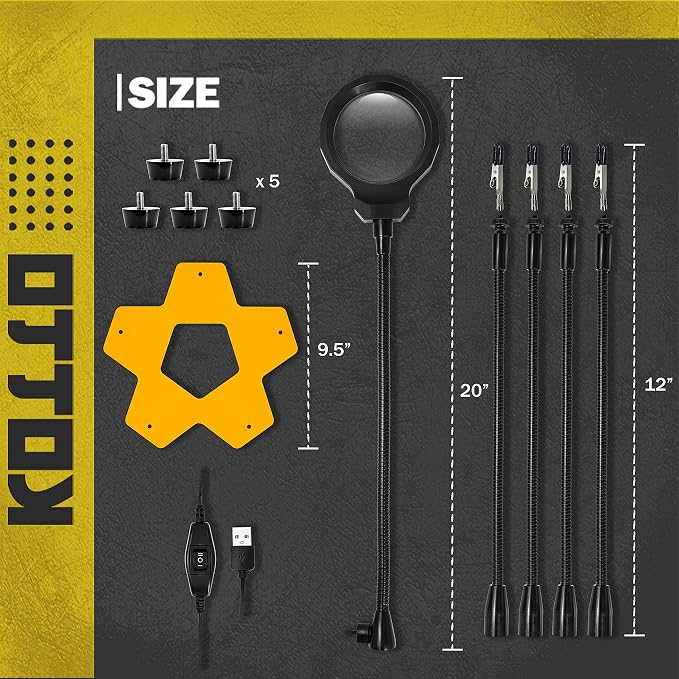 KOTTO LED Lighted Magnifying Third Hand Soldering PCB Holder Tool Five Arms - Image 4