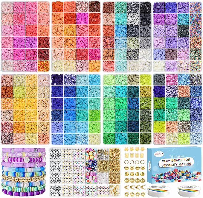 Redtwo 46000 Pcs 192 Colors Clay Beads Friendship Bracelet Making Kit | 9 Boxes by Redtwo