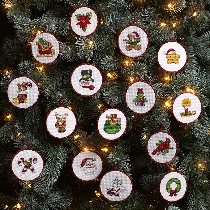 Bucilla Cross-Stitch 14 Piece Ornament Making Kit, Classic Christmas Collection - Image 2