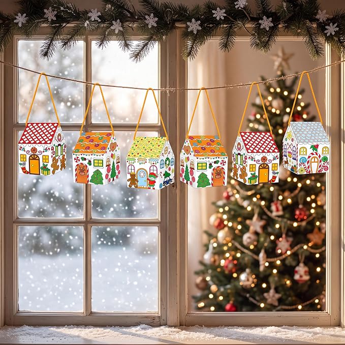 80UncleKimby 25Sets Christmas Crafts Gingerbread House Coloring Kit | Cardboard - Image 4