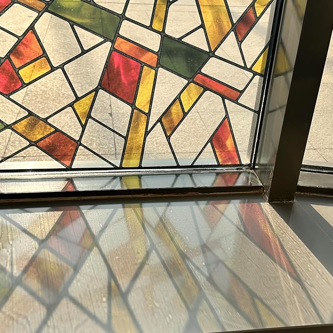 Faux Stained Glass Effect Window Film, Original Double-Sided Hand-Drawn Static by Flortlias