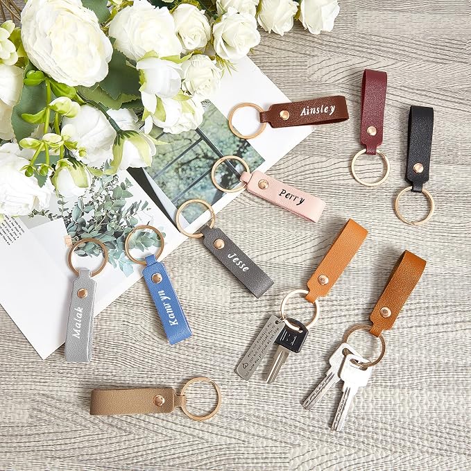 Wavyknot 200 Pcs PU Leather Keychain Blanks Bulk Laser Engraving Blanks - Image 3