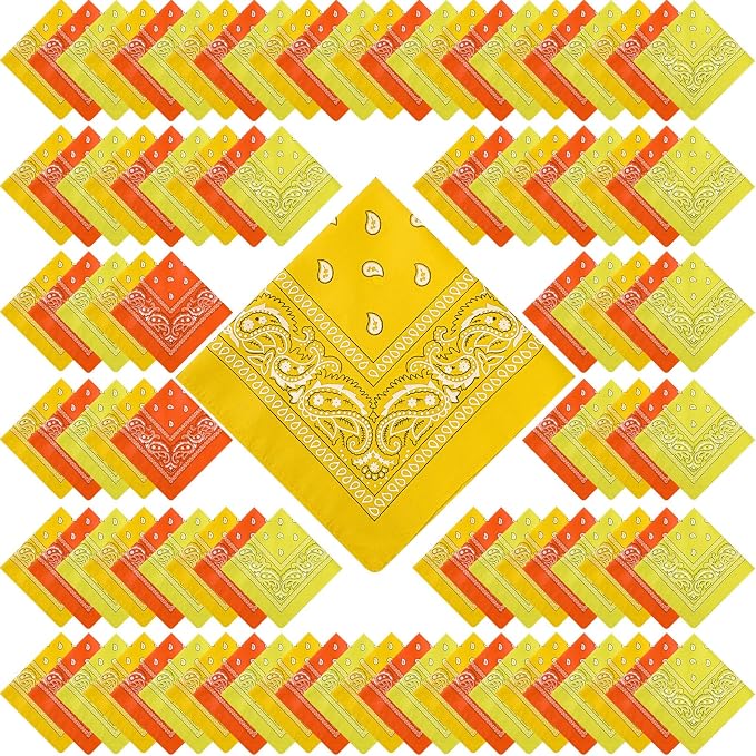 100 Pack Bandanas Unisex Paisley Bandanas Bulk Multi Purpose Cowboy Head Wrap by Handepo