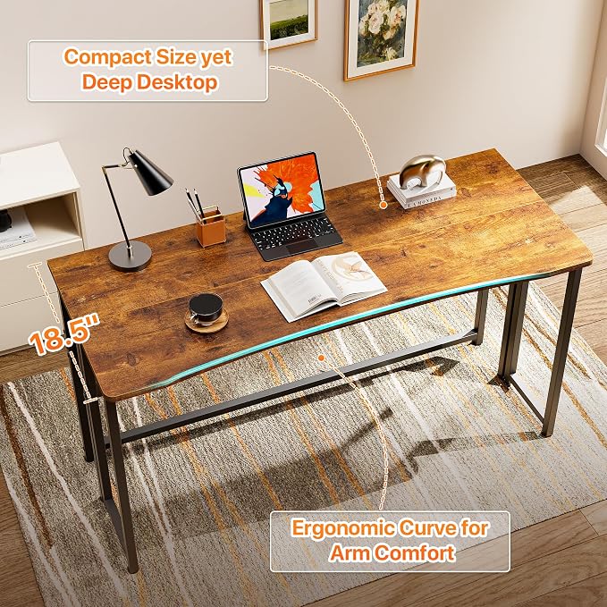Huuger Folding Desk with Storage Shelf, 47.2 Inch Foldable Computer Table - Image 5
