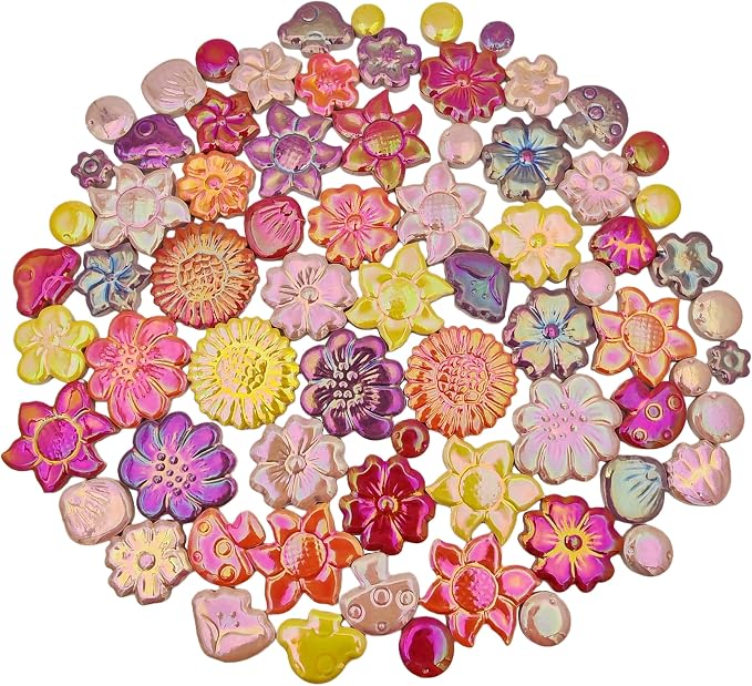 500g/1.1lb Ceramic Mosaic Tiles Mixed Shapes of Flowers, Mushrooms by Unknown