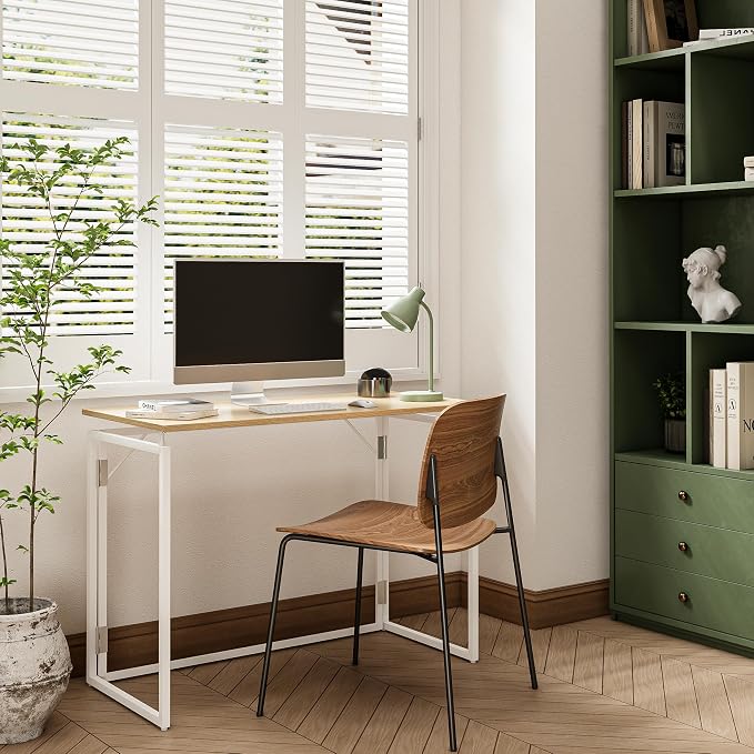 alawooder 39.4" Folding Desk: No Assembly, Wood Top - Image 6
