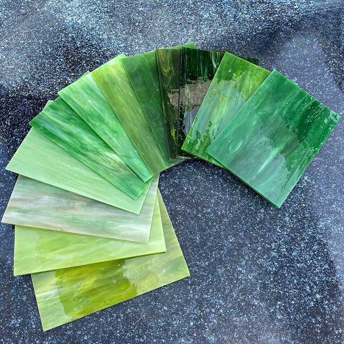 LITMIND 12 Sheets Green Stained Glass Sheets – 4 x 6 Inch Assorted Opaque Art - Image 4