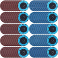 Chumia 250 Pcs Mix Roll Lock Discs Set 36 60 80 120 240 Grit 2 Inch Sanding Discs Die Grinder Accessories Aluminum Oxide Surface Conditioning for Surface Prep Polish Burr Paint Removal (Red,Blue)