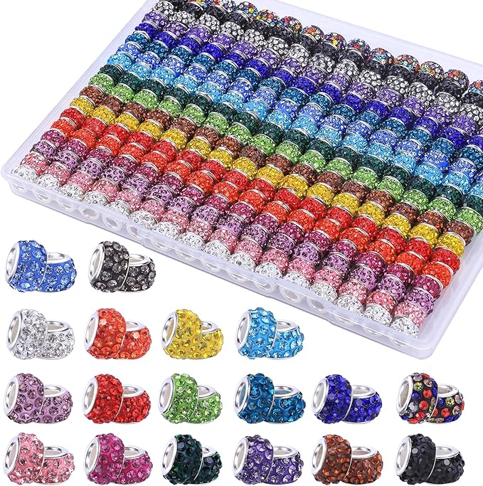Aipridy European Large Hole Beads, Colorful Glass Charm Beads Set by AIPRIDY