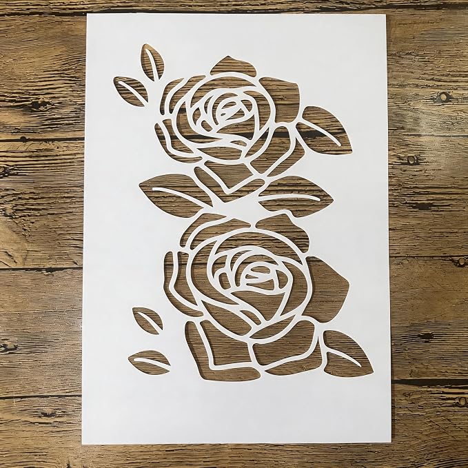TIAMECH A4 Reusable Rose Flower Stencil by TIAMECH