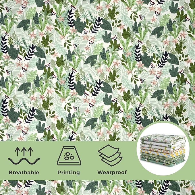 Aubliss 8pcs Fat Quarter Fabric Bundles 20'' x 20'' Cotton Craft Fabric Pre-Cut - Image 5